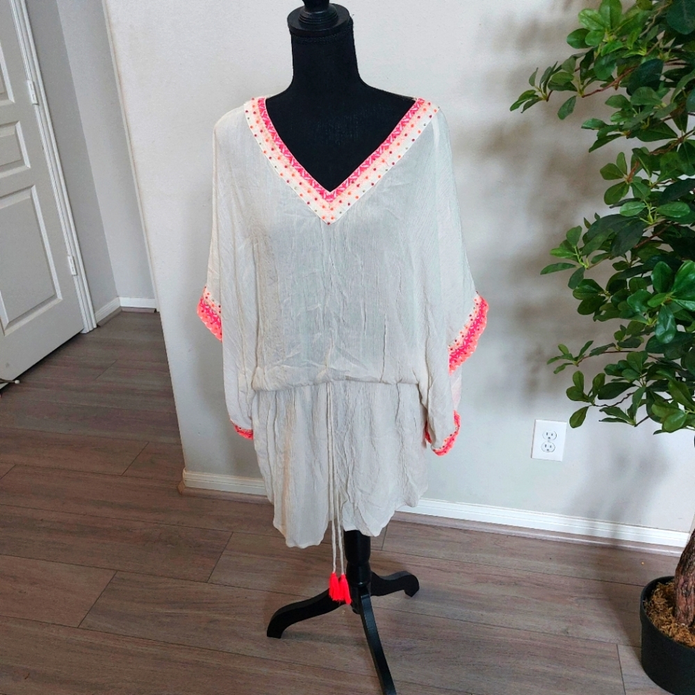 Sand and Spirit Embellished Beach Cover-up S/M